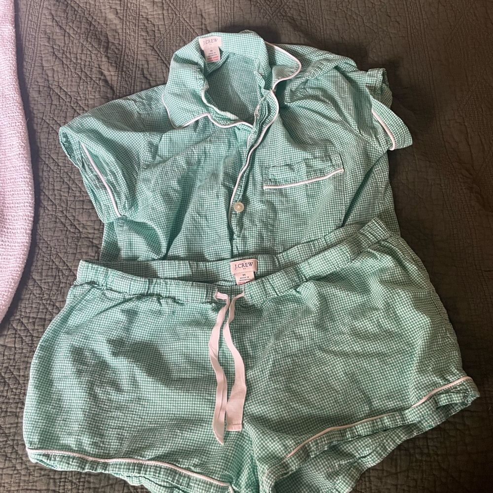 COPY - J. Crew Green Checkered Pajama Set